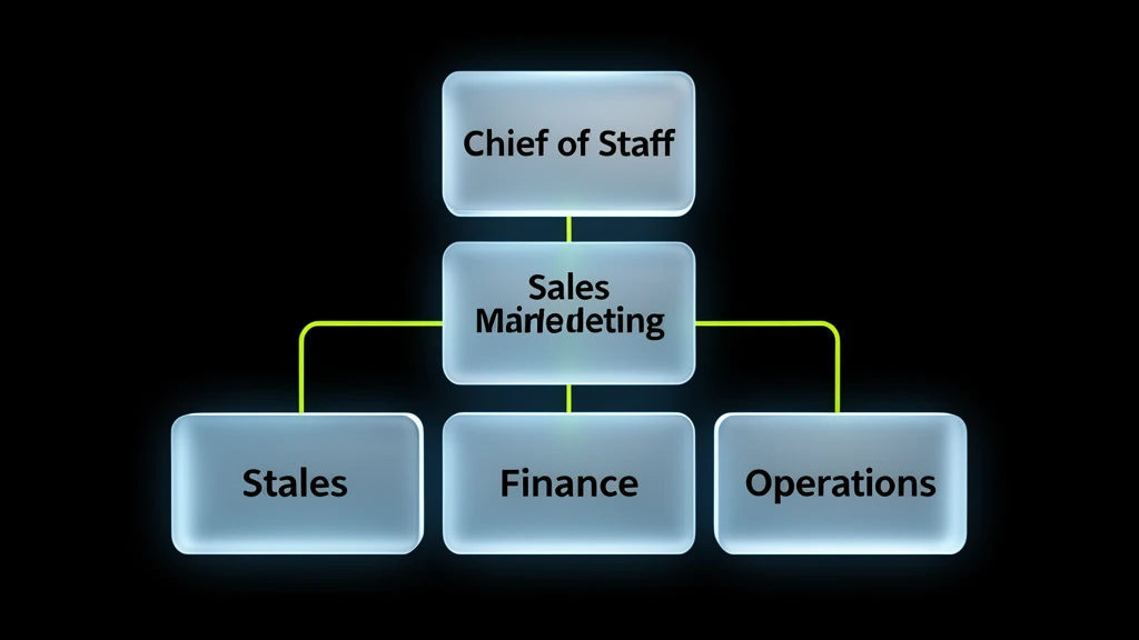DoubleKlick AI Workforce organisation chart: Chief of Staff with Sales, Marketing, Finance and Operations